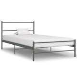 Bed Frame Grey Metal Single Sturdy Bed Frame Rectangular 286493