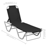 Sun Lounger Black and silver Aluminium, Textilene Standard 310525