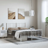 Metal Bed Frame without Mattress with Footboard White 135x190cm 352546