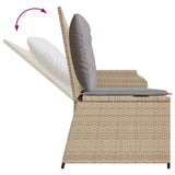 Garden Bench with Cushion Beige and Grey Poly Rattan 3394443
