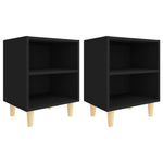 ZNTS Bed Cabinets with Solid Wood Legs 2 pcs Black 40x30x50 cm 805782