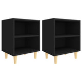 ZNTS Bed Cabinets with Solid Wood Legs 2 pcs Black 40x30x50 cm 805782