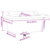 Sink Washbasin for Wall Mounting Grey 60x40x28 cm Resin 4002798