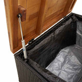Garden Storage Box Black 80x40x48 cm Poly Rattan Acacia Wood 366282