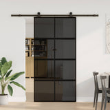 Sliding Door with Hardware Set 102.5x205 cm Tempered Glass and Aluminium 3333024
