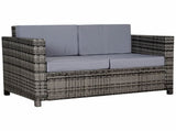 Rattan Sofa, 2 Seater Garden Furniture with Soft Padded Cushion and Armrests, Wicker Garden Loveseat T3398P314099