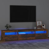 TV Cabinet with LED Lights Smoked Oak 195x35x40 cm 3152743