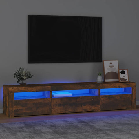 ZNTS TV Cabinet with LED Lights Smoked Oak 195x35x40 cm 3152743