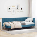 Corner Bed Frame with Headboard Blue 100 x 200 cm Velvet 42016437