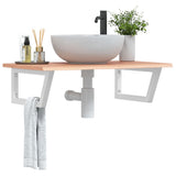 Basin Shelf Wall Mounted Steel and Solid Wood Oak 3302610