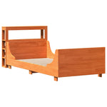 ZNTS Bed Frame without Mattress Wax Brown 90x190 cm Single Solid Wood Pine 3306482