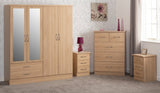 ZNTS Nevada 4 Door 2 Drawer Mirrored Wardrobe Bedroom Set 100-108-041