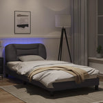 ZNTS Bed Frame with LED Lights Grey 100x200 cm Faux Leather 3213916
