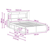 Bed Frame with Storage Artisan Oak 140 x 190 cm Engineered Wood 3433486