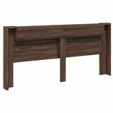 Headboard Cabinet with LED Brown Oak 220x16.5x103.5 cm 839279
