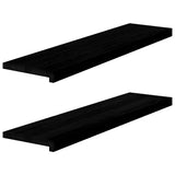 Stair Treads 2 pcs Brown Black 100x25x2 cm Solid Wood Oak 3283799