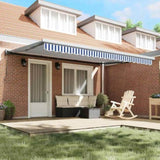 Retractable Awning Blue and white 450 x 300 cm Fabric, Metal 3330850