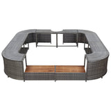 Square Spa Surround Grey 268 x 268 x 55 cm Poly Rattan 46074