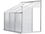 6 x 4ft Lean to Wall Polycarbonate Greenhouse Aluminium Walk-in Garden Greenhouse with Adjustable T3398P377633