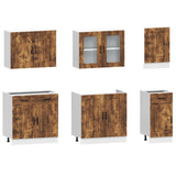 ZNTS 7 Piece Kitchen Cabinet Set Kalmar Smoked Oak Engineered Wood 3314736