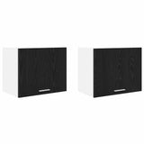 Hanging Cabinet 2 pcs Black Oak and White 50 x 31 x 40 cm 884149