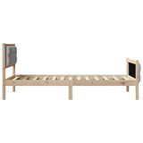 Bed Frame with Headboard Light Grey 90 x 190 cm Solid Pine Wood 878434