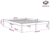 Bed Frame without Mattress Solid Wood Super King Size 810032