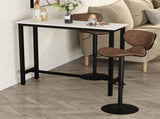 Bar Table Breakfast Marble Grain Dining Table Coffee Table with Adjustable Footpads, 120x40x100cm, T3398P344539