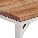 Console Table Silver Stainless Steel and Solid Wood Acacia 349999