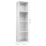 ZNTS Book Cabinet/TV Cabinet High Gloss White 36x30x143 cm Engineered Wood 800150