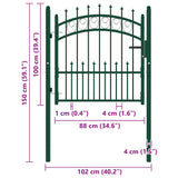 Fence Gate EMMEN with Spikes Steel 104x97 cm Green 146383