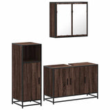 3 Piece Bathroom Furniture Set Brown Oak Engineered Wood 3300954