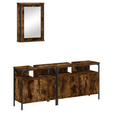 3 Piece Bathroom Furniture Set Smoked Oak Engineered Wood 3214787