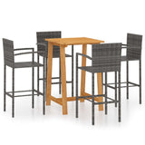 Garden Bar Set Grey Solid Acacia Wood, Poly Rattan Medium 3067957