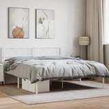Metal Bed Frame without Mattress with Headboard White 140x190cm 372326
