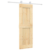 Sliding Door Natural and White 70 x 210 cm Solid Pine Wood 3445012