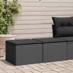 ZNTS 2 Piece Garden Sofa Set with Cushions Black Poly Rattan Acacia 3328678