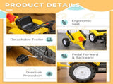 Kids Ride on Tractor with Back Trailer, Shovel & Rake, Horn, Four Wheels Tractor Toy for Child T3398P348051