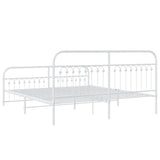 Metal Bed Frame without Mattress with Footboard White 183x213cm 376672