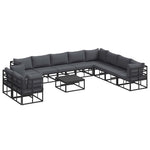 Garden Sofa Set with Cushion Black Aluminium 3378885