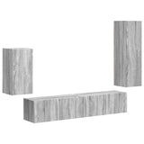 TV Cabinet Set Wall-mounted 4 pcs Grey Sonoma Engineered Wood 3409012