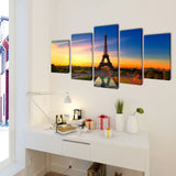 Canvas Wall Print Set Eiffel Tower 200 x 100 cm 241559