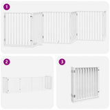 Dog Gate with Door Foldable 6 Panels White 480 cm Poplar Wood 3155565