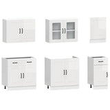 7 Piece Kitchen Cabinet Set Kalmar High Gloss White Engineered Wood 3314733