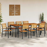 Garden Dining Set 9 pcs Black Solid Acacia Wood 3284404