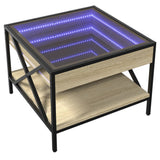 ZNTS Coffee Table with Infinity LED Sonoma Oak 50x50x38 cm 847698