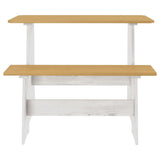 Dining Table with Bench REINE Honey Brown&White Solid Wood Pine 327253