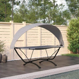 Outdoor Lounge Bed with Canopy Grey Steel and Oxford Fabric 317600