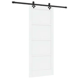 Sliding Door White and Black 83 x 202 cm Solid Pine Wood 3445506