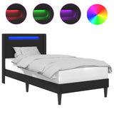 Bed Frame with LED Strip Lights Black 90 x 190 cm Faux Leather 42027993